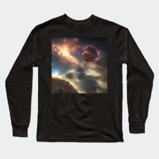 Planets Nebula Cloud In Dark Space Long Sleeve T-Shirt